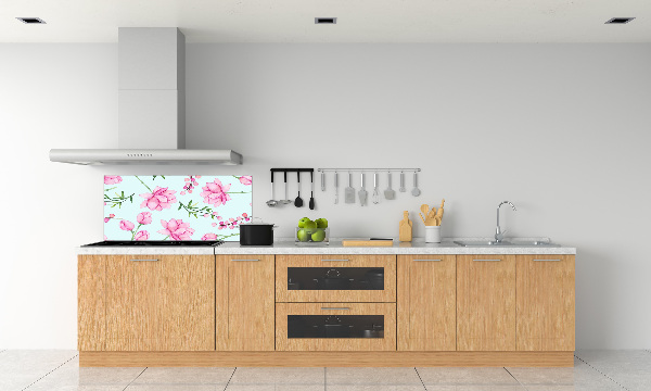 Rivestimento parete cucina con motivo di fiori e bacche