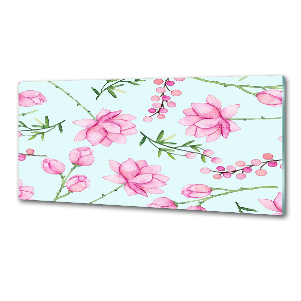 Rivestimento parete cucina con motivo di fiori e bacche