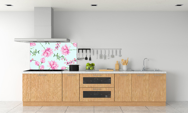 Rivestimento parete cucina con motivo di fiori e bacche