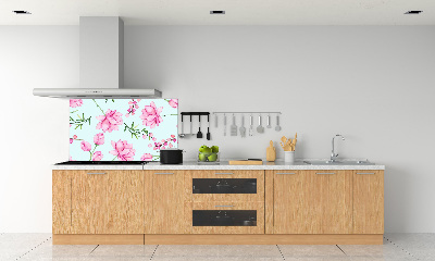 Rivestimento parete cucina con motivo di fiori e bacche