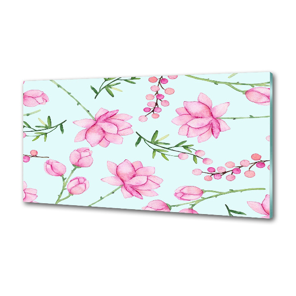 Rivestimento parete cucina con motivo di fiori e bacche