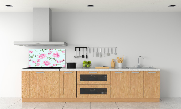 Rivestimento parete cucina con motivo di fiori e bacche