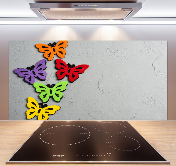 Rivestimento parete cucina con motivo di farfalle colorate