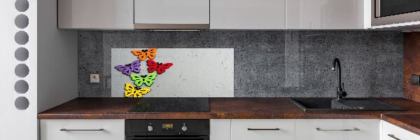 Rivestimento parete cucina con motivo di farfalle colorate