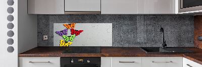 Rivestimento parete cucina con motivo di farfalle colorate