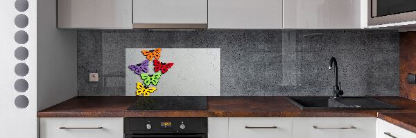 Rivestimento parete cucina con motivo di farfalle colorate