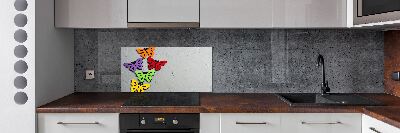 Rivestimento parete cucina con motivo di farfalle colorate
