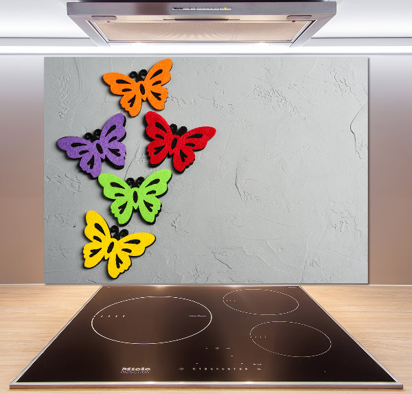 Rivestimento parete cucina con motivo di farfalle colorate