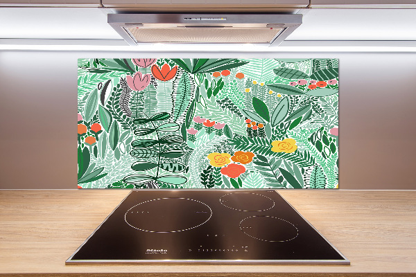 Rivestimento parete cucina con motivo floreale