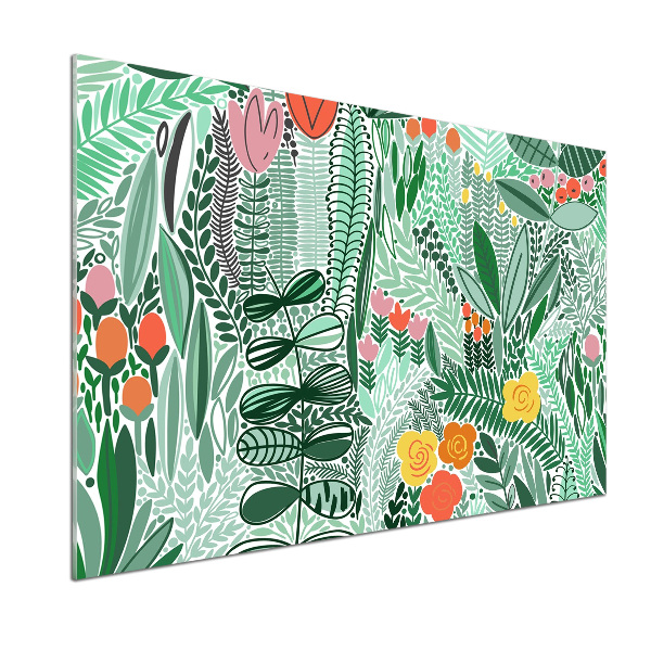 Rivestimento parete cucina con motivo floreale