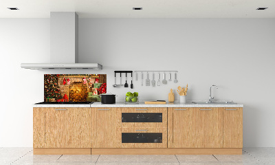 Rivestimento parete cucina con decorazioni natalizie