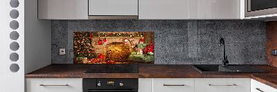 Rivestimento parete cucina con decorazioni natalizie