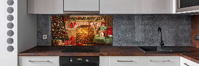 Rivestimento parete cucina con decorazioni natalizie