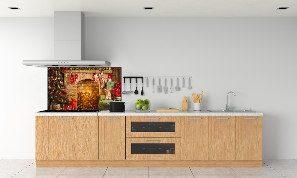 Rivestimento parete cucina con decorazioni natalizie