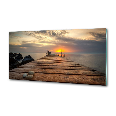 Pannello paraschizzi cucina con motivo in legno effetto molo