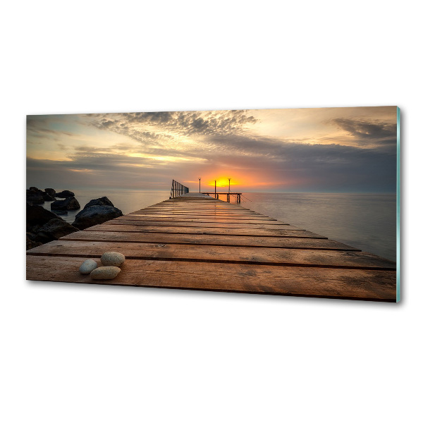 Pannello paraschizzi cucina con motivo in legno effetto molo