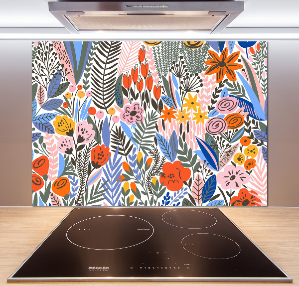 Pannello paraschizzi cucina con motivo floreale