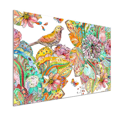 Pannello retrocucina con motivo di uccelli e ornamenti