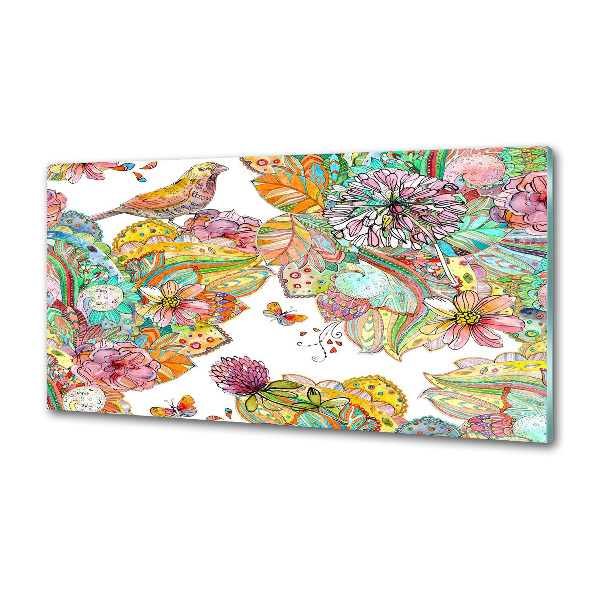 Pannello retrocucina con motivo di uccelli e ornamenti