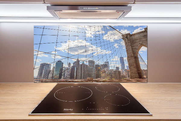 Rivestimento parete cucina con stampa del ponte di New York