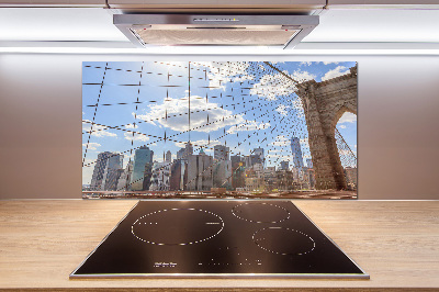 Rivestimento parete cucina con stampa del ponte di New York