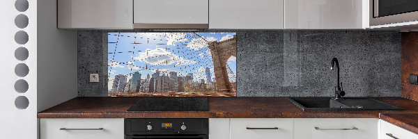 Rivestimento parete cucina con stampa del ponte di New York