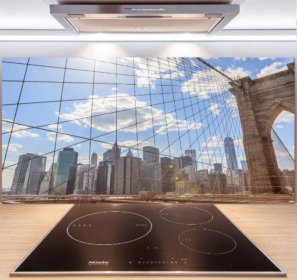 Rivestimento parete cucina con stampa del ponte di New York