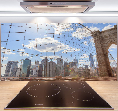 Rivestimento parete cucina con stampa del ponte di New York