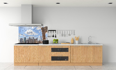 Rivestimento parete cucina con stampa del ponte di New York