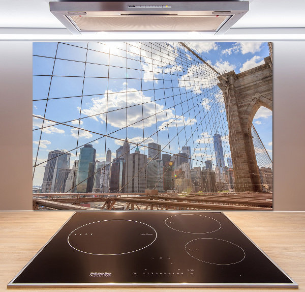 Rivestimento parete cucina con stampa del ponte di New York