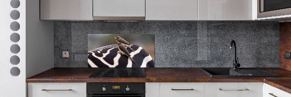 Rivestimento parete cucina con motivo di uccelli e zebra