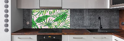 Rivestimento parete cucina con motivo di foglie tropicali
