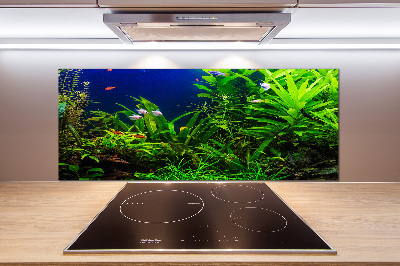 Rivestimento parete cucina con decorazione a motivo di pesci nell'acquario