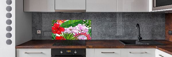 Pannello retrocucina con motivo di fiori hawaiani