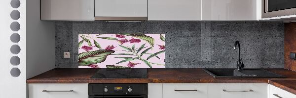 Pannello paraschizzi cucina con motivo di fiori tropicali