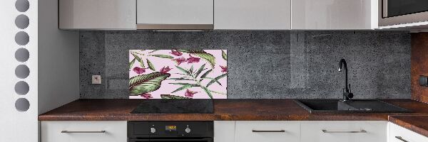Pannello paraschizzi cucina con motivo di fiori tropicali