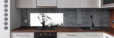 Pannello paraschizzi cucina con motivo cavallo bianco