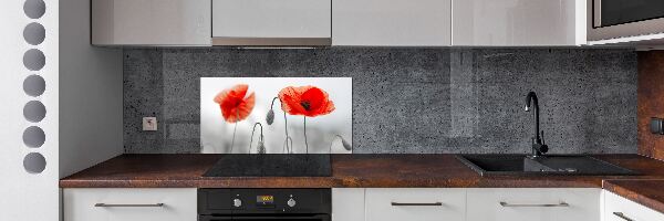 Rivestimento parete cucina con motivo papaveri