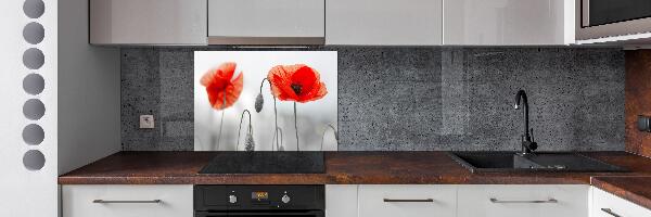 Rivestimento parete cucina con motivo papaveri