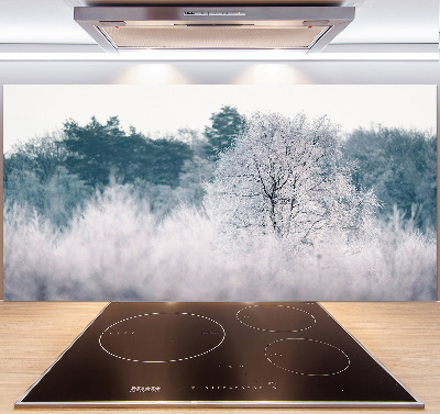 Pannello retrocucina con motivo di alberi in inverno