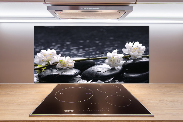 Rivestimento parete cucina con motivo a fiori di ciliegio