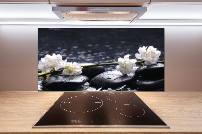 Rivestimento parete cucina con motivo a fiori di ciliegio