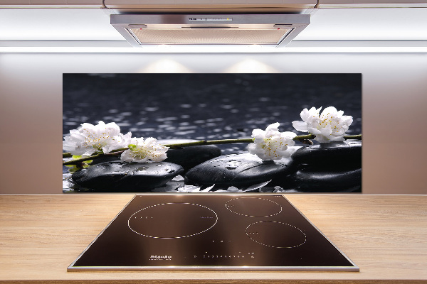 Rivestimento parete cucina con motivo a fiori di ciliegio