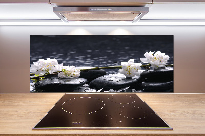 Rivestimento parete cucina con motivo a fiori di ciliegio