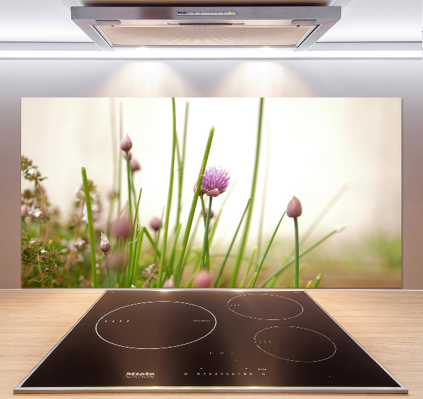 Pannello paraschizzi cucina con motivo erba cipollina