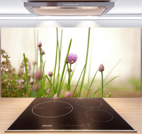 Pannello paraschizzi cucina con motivo erba cipollina