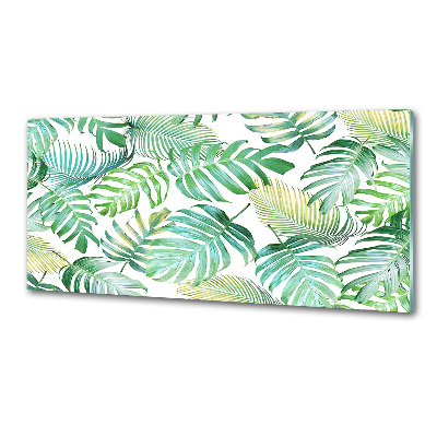 Rivestimento parete cucina con motivo di foglie tropicali