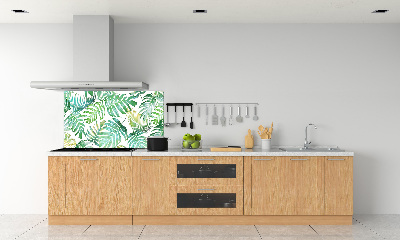 Rivestimento parete cucina con motivo di foglie tropicali