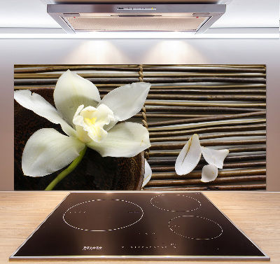Rivestimento parete cucina con motivo orchidea
