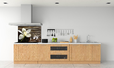 Rivestimento parete cucina con motivo orchidea